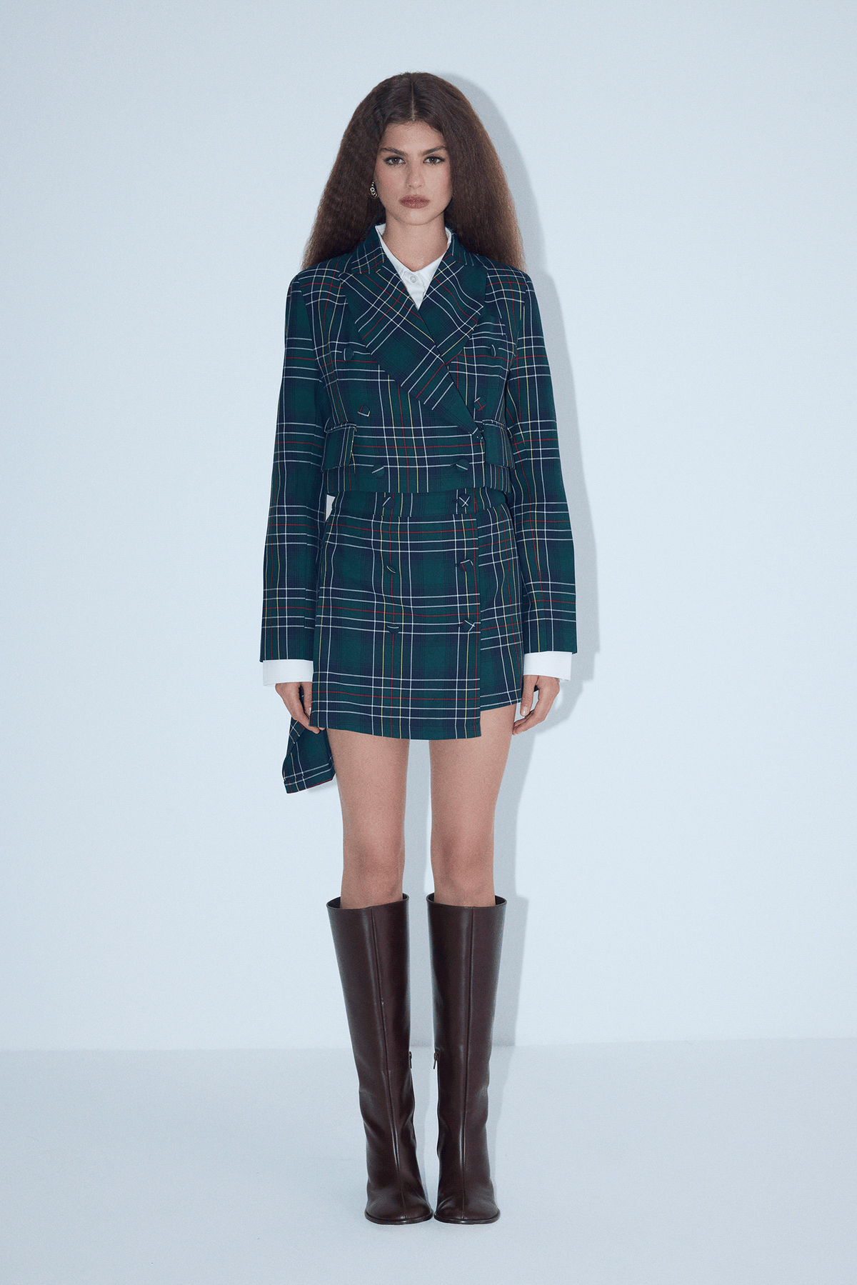 Green Check Mini Skirt