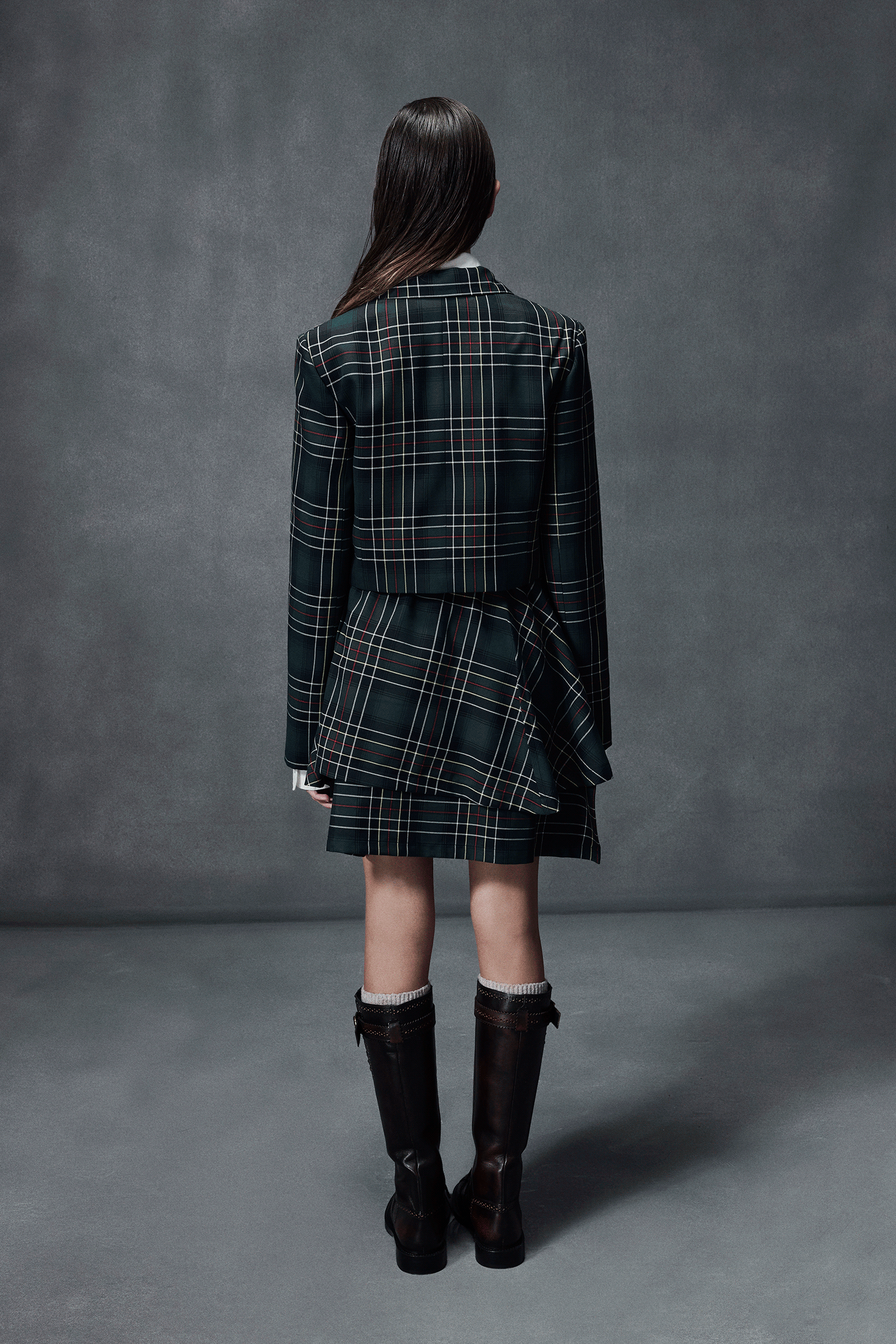 GREEN CHECK MINI SKIRT